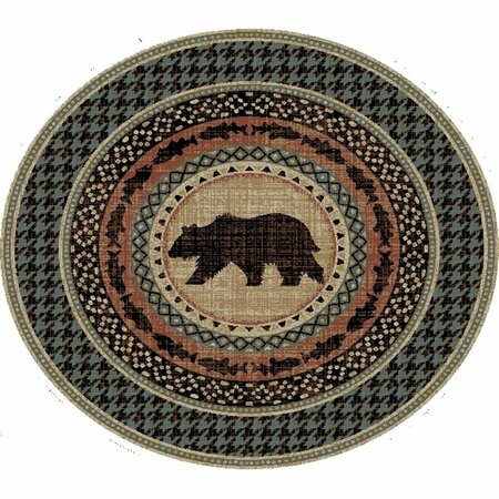 SLEEP EZ 5 ft. 3 in. x 5 ft. 3 in. Round American Destination Asheville Area Rug, Multi Color SL1847810